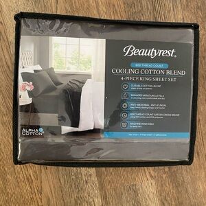 Beautyrest 4 PC 600 Thread Count Cooling Cotton Blend Deep Pocket Sheet Set